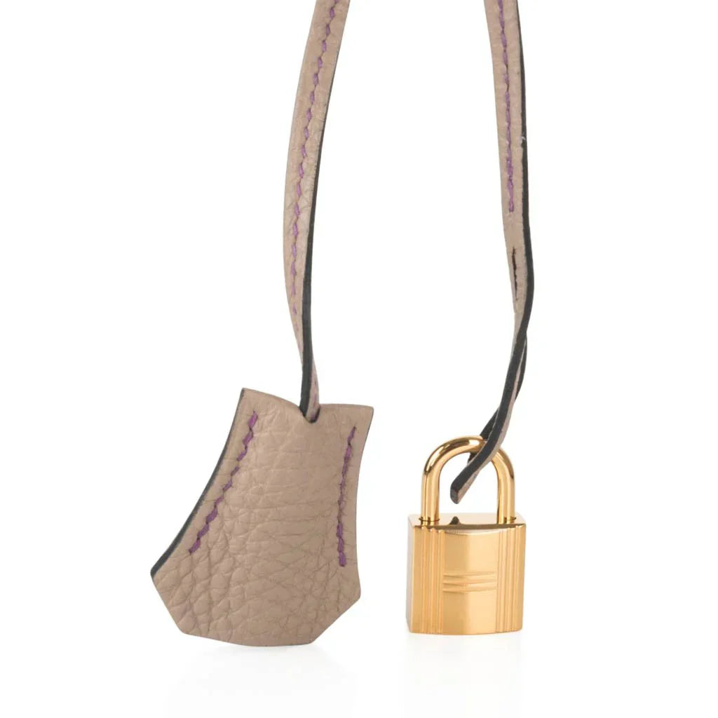 HSS Tri-Color Birkin 35 Gris Tourterelle Blue Paon & Purple Stitching Special Order Bag