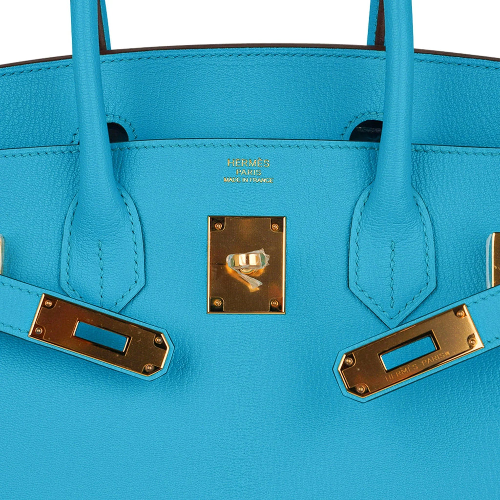 Birkin 30 Bleu Aztec Bag Chevre Leather with Gold Hardware