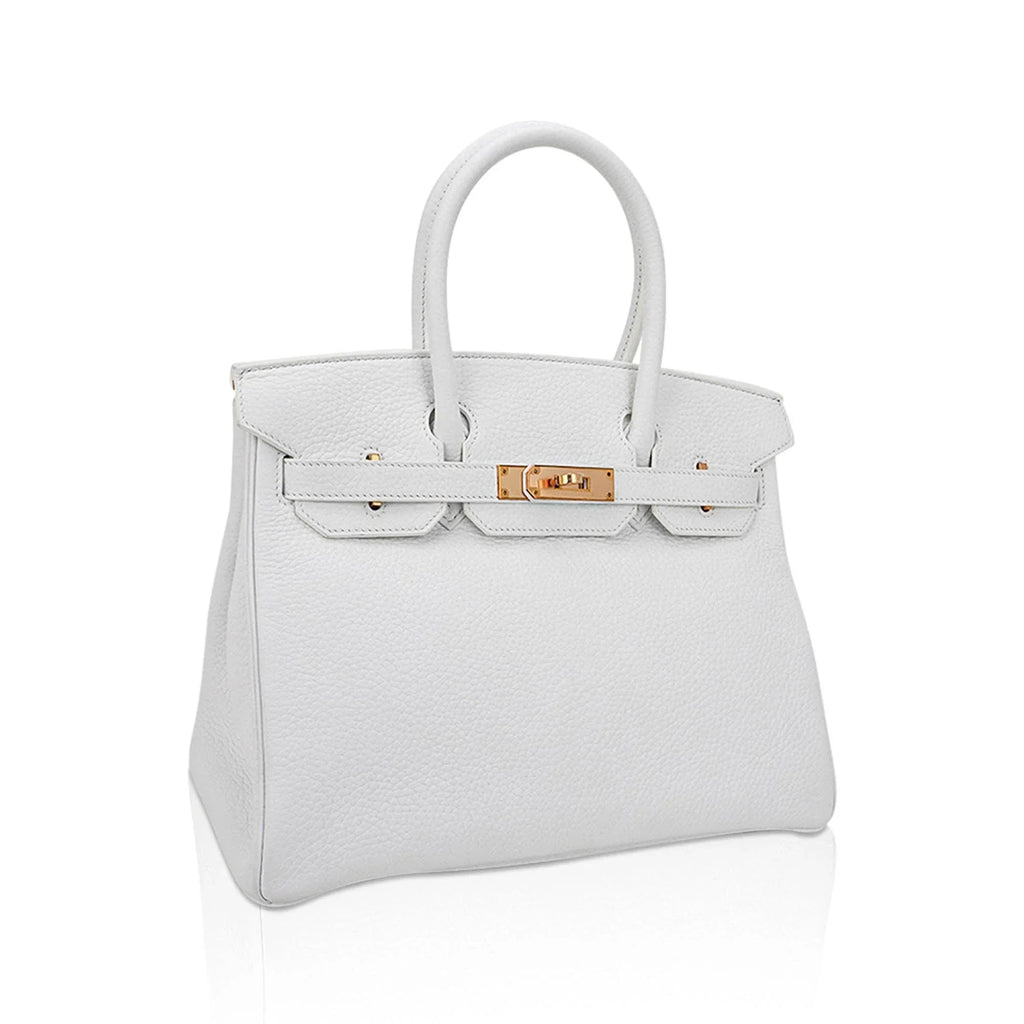 Special Order HSS Birkin 30 Bag White & Orange Clemence Leather with Rose Gold Hardware