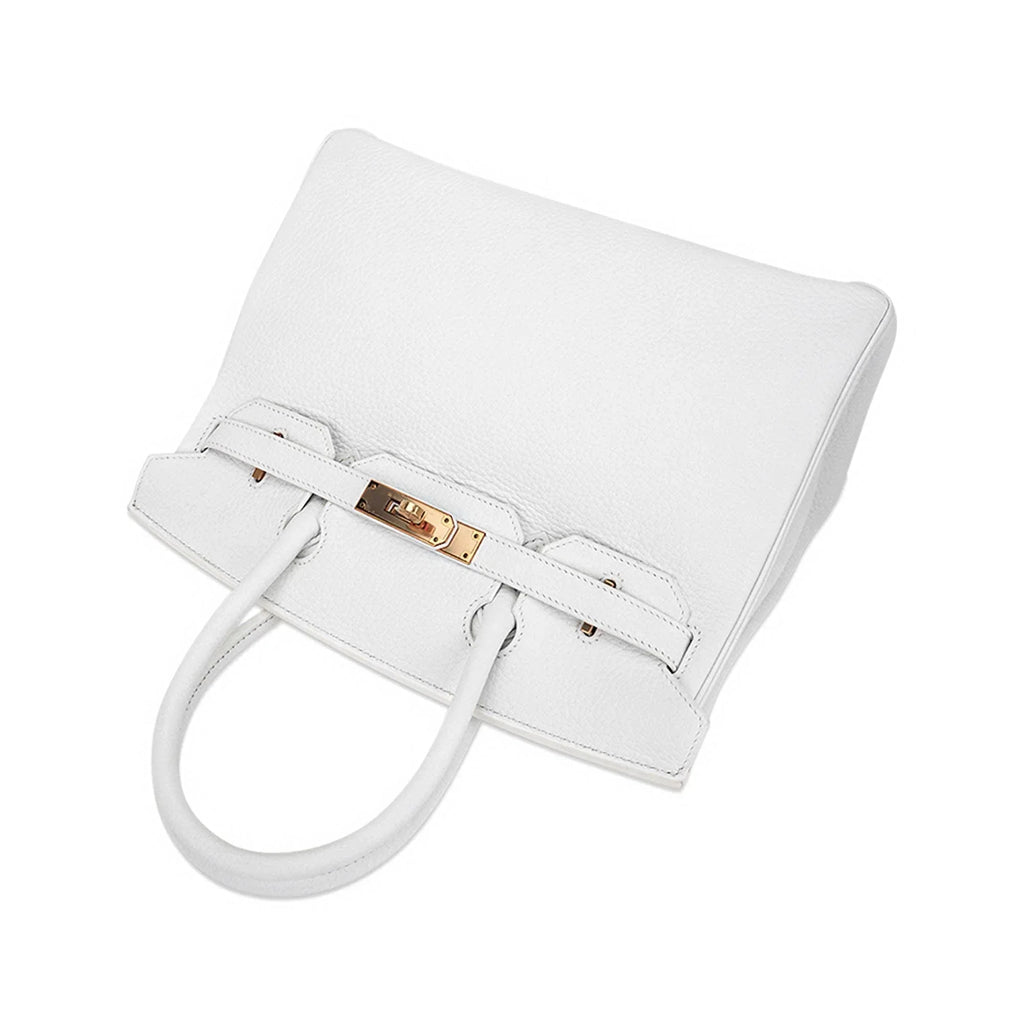 Special Order HSS Birkin 30 Bag White & Orange Clemence Leather with Rose Gold Hardware