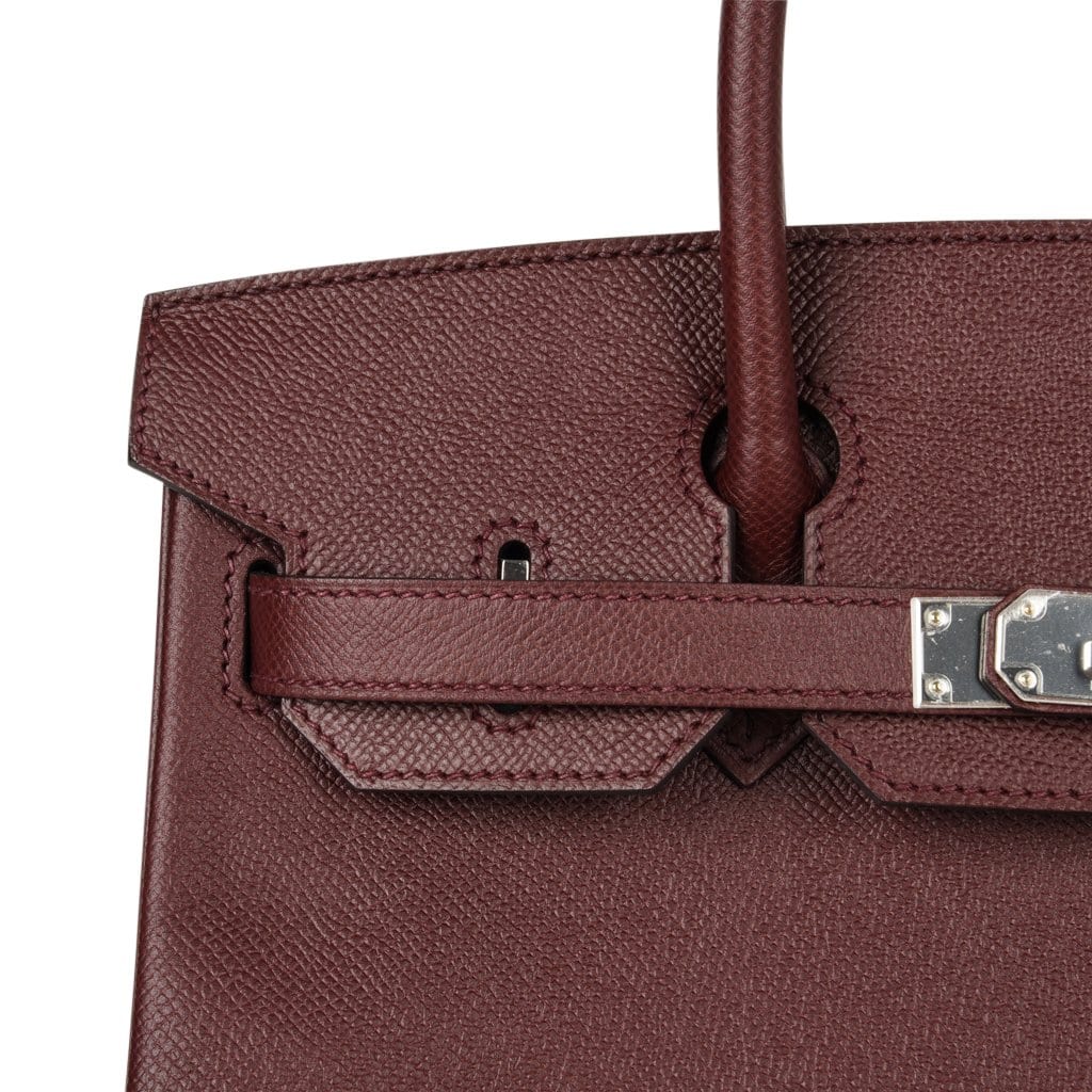 Birkin 30 Bag Bordeaux Epsom Palladium Hardware