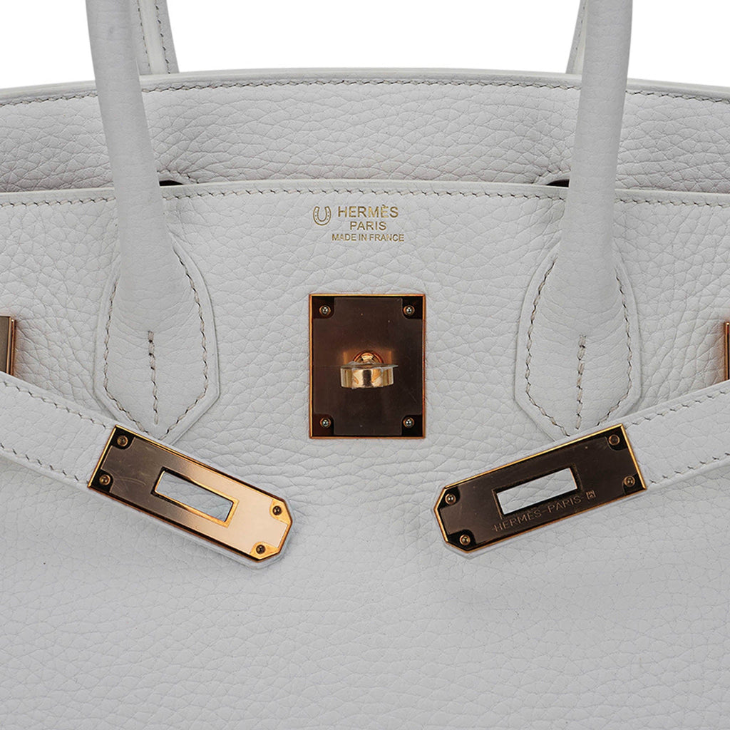 Special Order HSS Birkin 30 Bag White & Orange Clemence Leather with Rose Gold Hardware