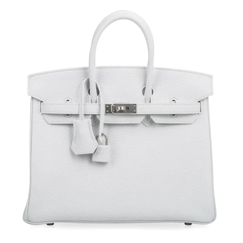 Birkin 25 Bag HSS White Clemence Trench Interior Brushed Palladium Hardware
