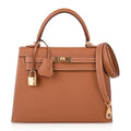 Kelly 25 Sellier Bag Gold Epsom Leather with Gold Hardware
