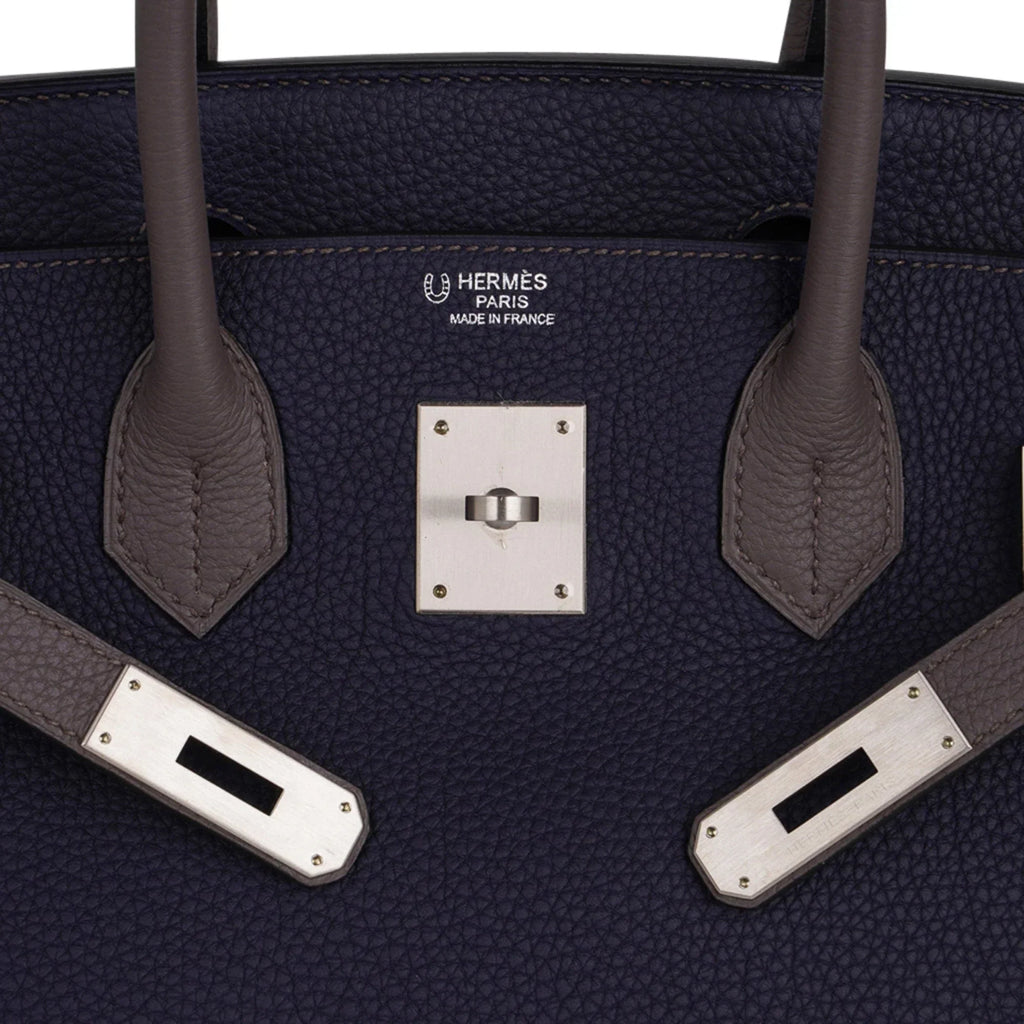 Special Order HSS Birkin 30 Bag Blue Nuit & Etain Togo Leather with Brushed Palladium Hardware