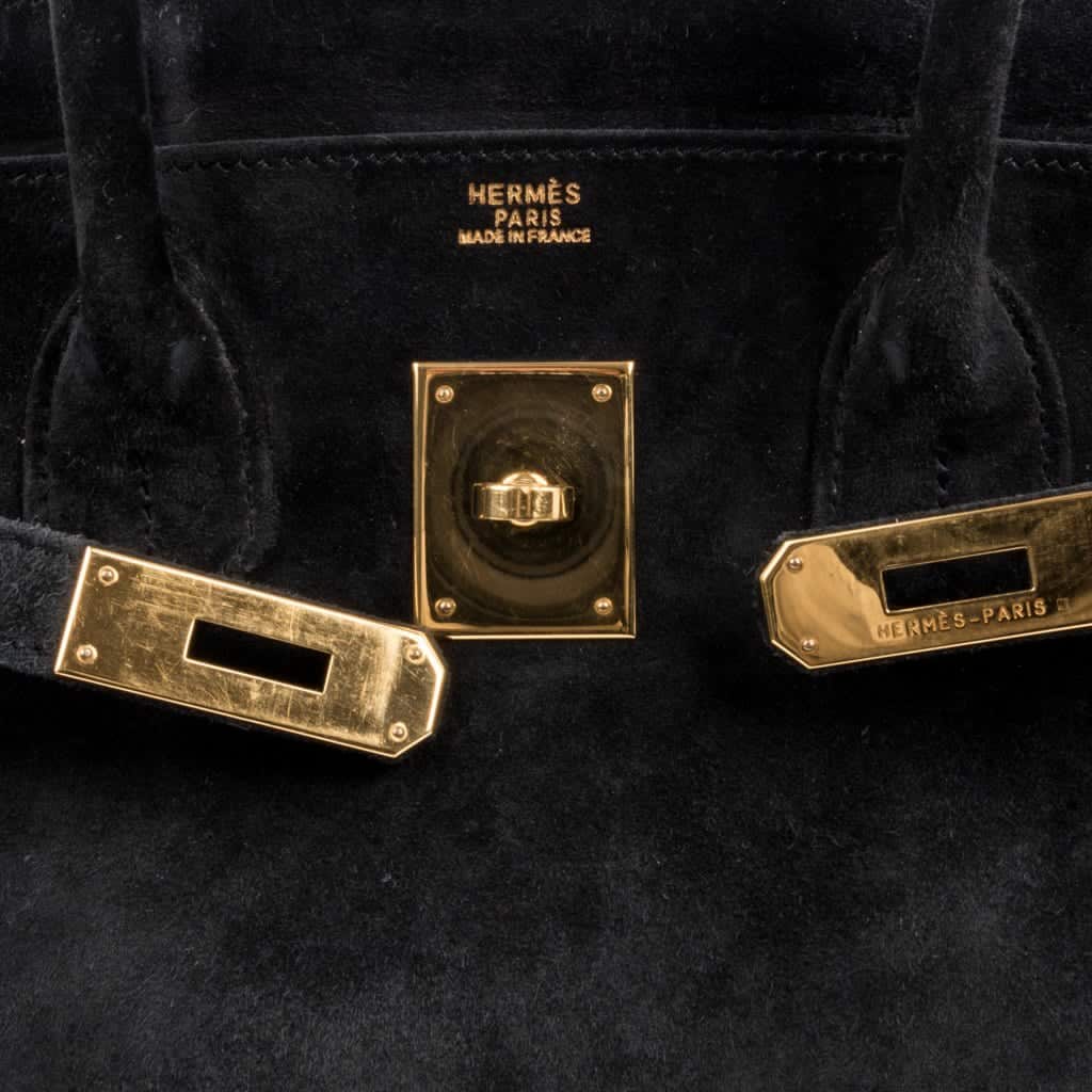 Birkin 30 Bag Doblis (Suede) Black Gold Hardware