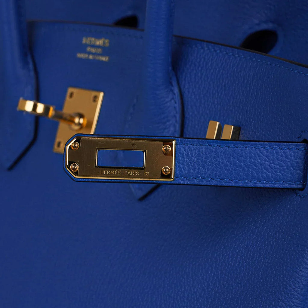 Birkin 25 Bag Blue Zellige Novillo Leather with Gold Hardware
