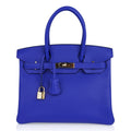 Birkin 30 Bag Blue Electric Clemence Gold Hardware