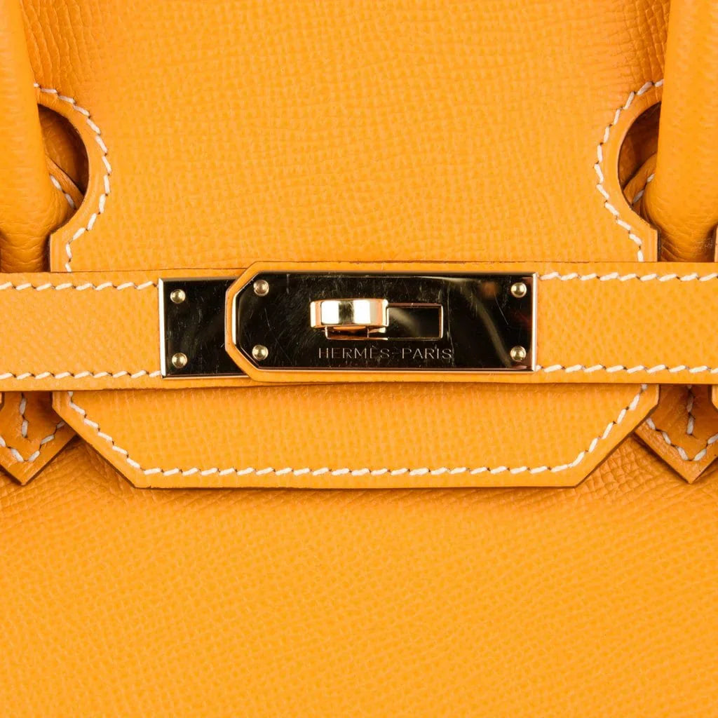 Birkin 35 Bag Yellow Jaune D’Or Candy Limited Edition Epsom Permabrass