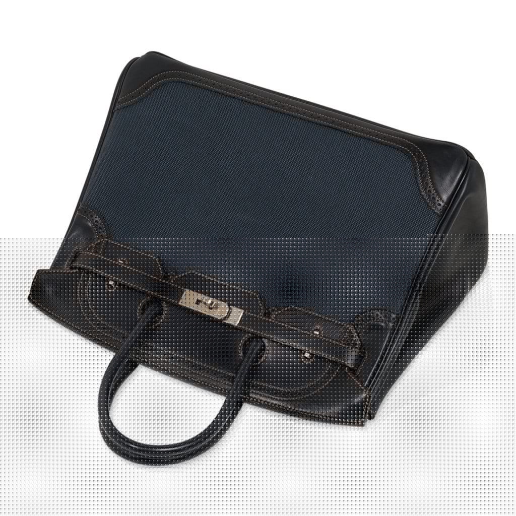 Birkin 35 Ghillies Denim Fonce Toile / Black Evercalf Bag Limited Edition