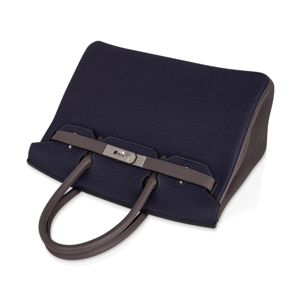 Special Order HSS Birkin 30 Bag Blue Nuit & Etain Togo Leather with Brushed Palladium Hardware