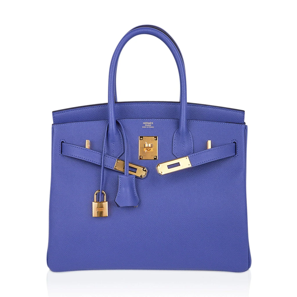 Birkin 30 Bag Blue Brighton Epsom Leather with Gold Hardware