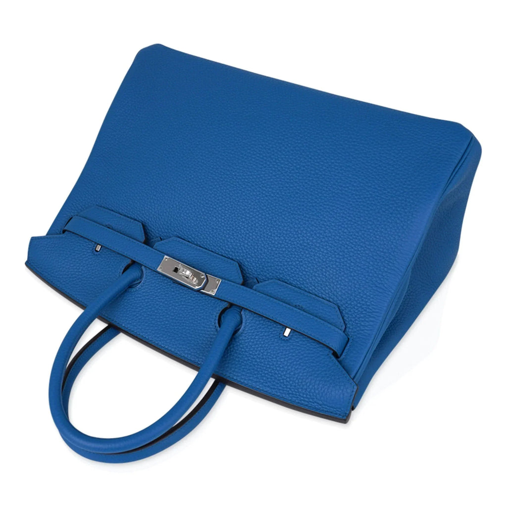 Birkin 35 Bag Rich Blue Izmir Clemence Palladium