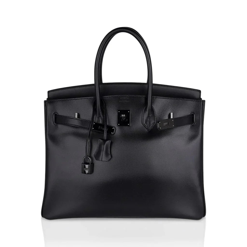 Birkin 35 Bag So Black Box Leather Limited Edition Very Rare