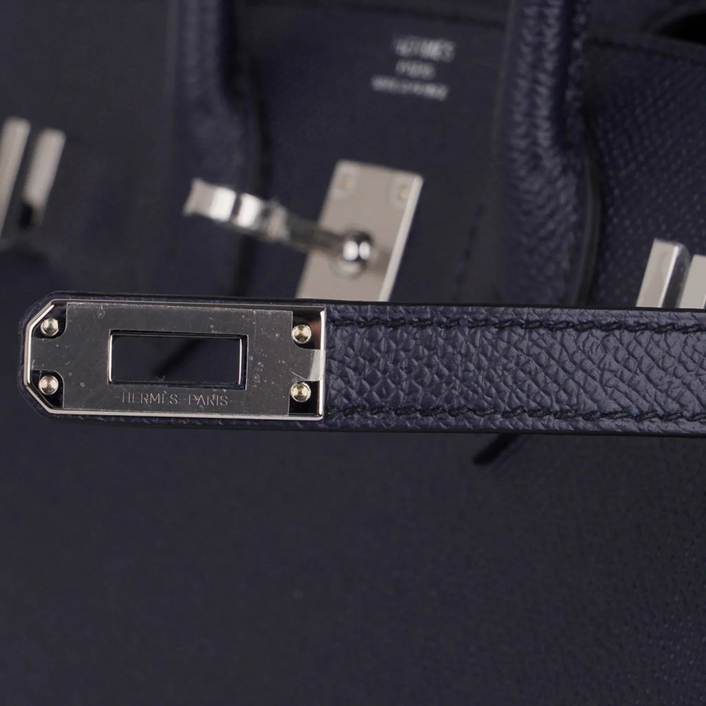 Birkin Sellier 25 Bag Blue Indigo Epsom Leather with Palladium Hardware