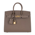 Birkin Sellier 25 Etoupe Gold Hardware Epsom Leather New w/Box