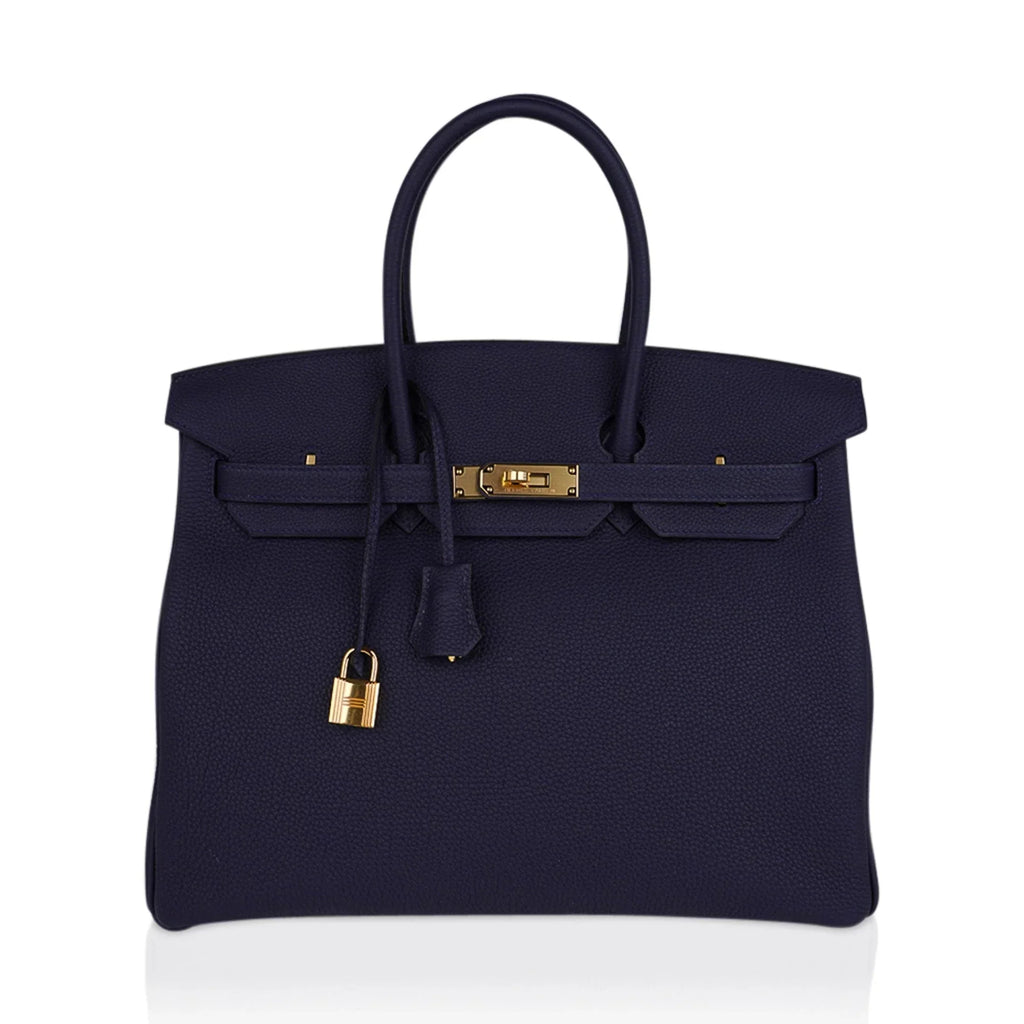 Birkin 35 Bag Blue Nuit Gold Hardware Togo Leather