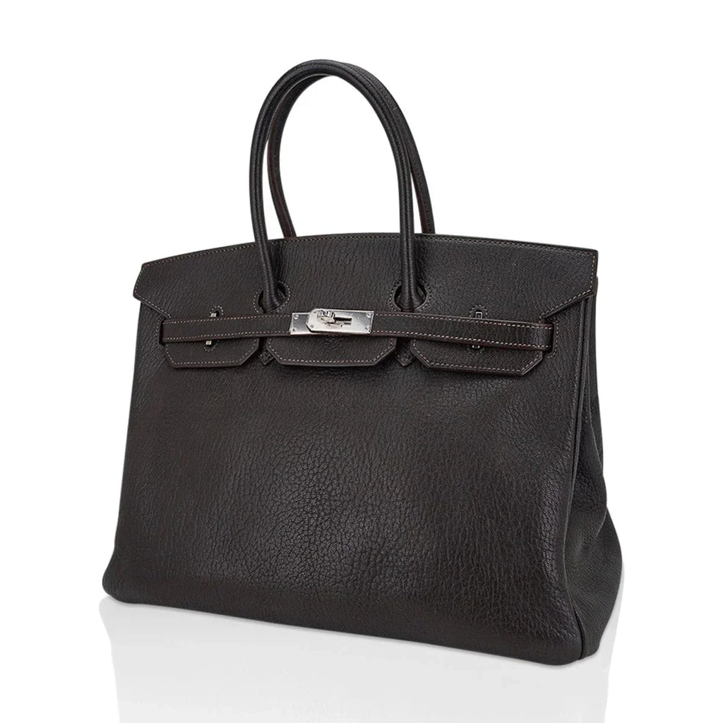 Birkin 35 Bag Cocoan Brown Chevre Leather with Palladium Hardware