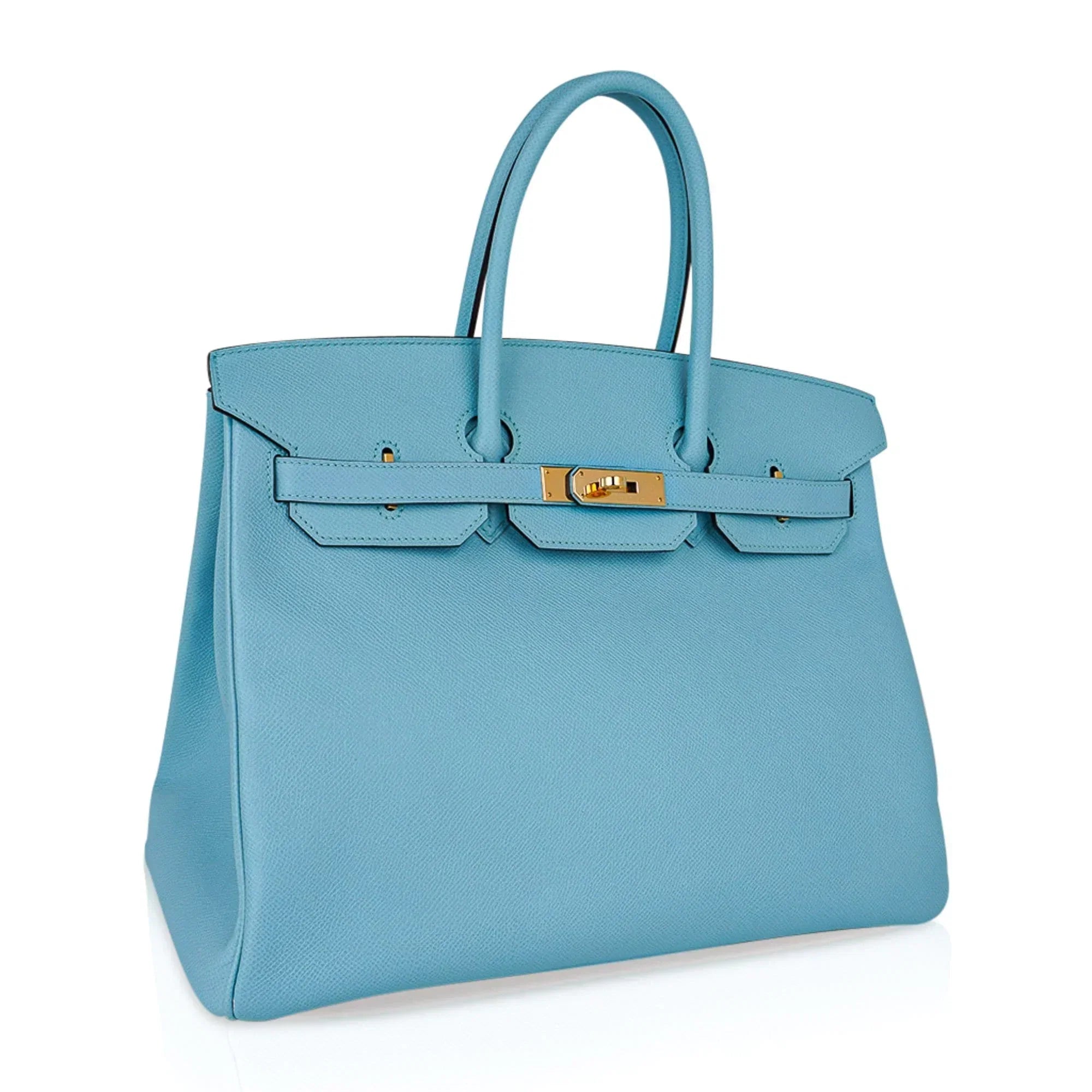 Birkin 35 Bag Blue Atoll Gold Hardware Epsom Leather