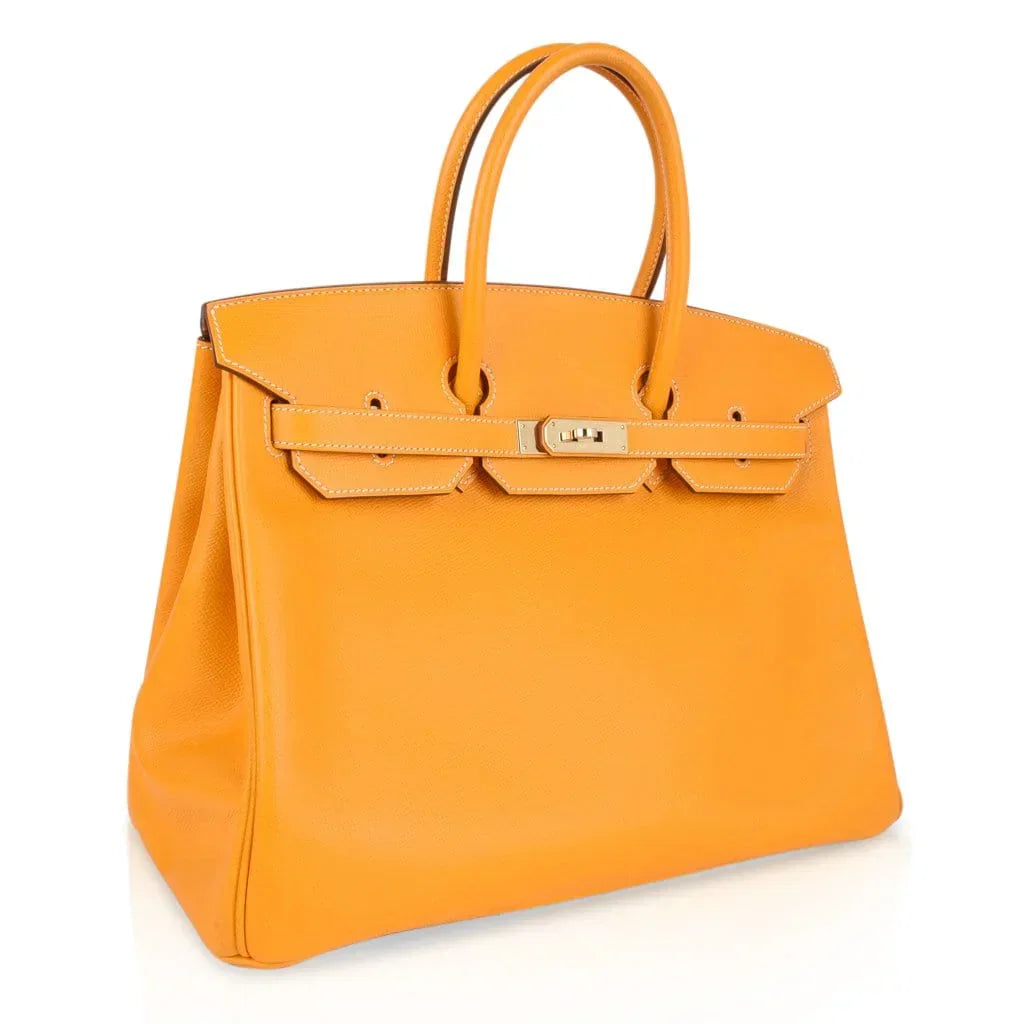 Birkin 35 Bag Yellow Jaune D’Or Candy Limited Edition Epsom Permabrass