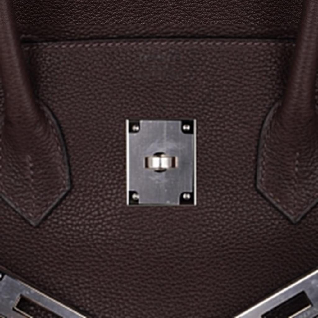 Birkin 35 Bag Ebene Barenia Faubourg Leather with Palladium Hardware