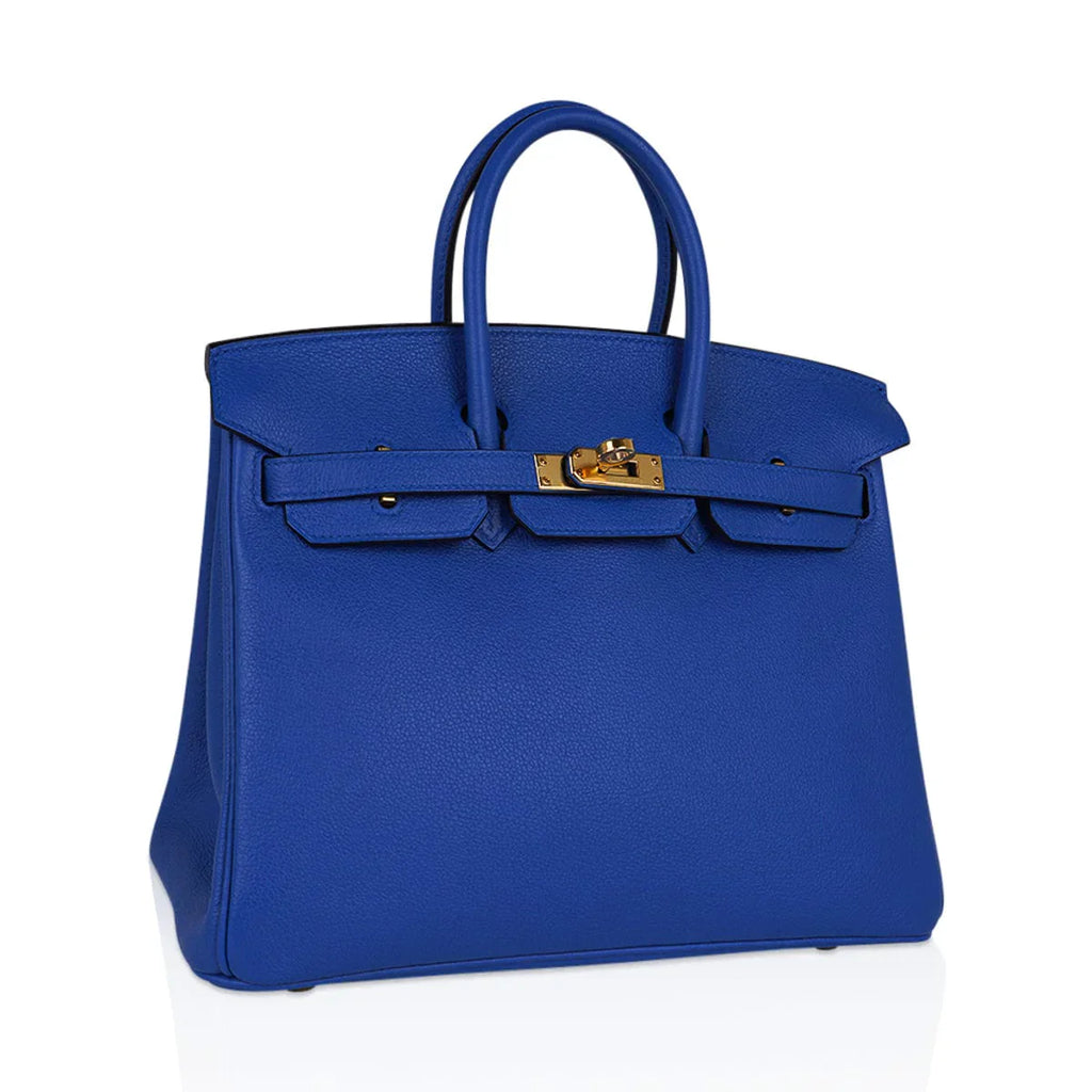 Birkin 25 Bag Blue Zellige Novillo Leather with Gold Hardware