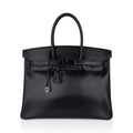 Birkin 35 Bag So Black Box Leather Limited Edition Very Rare