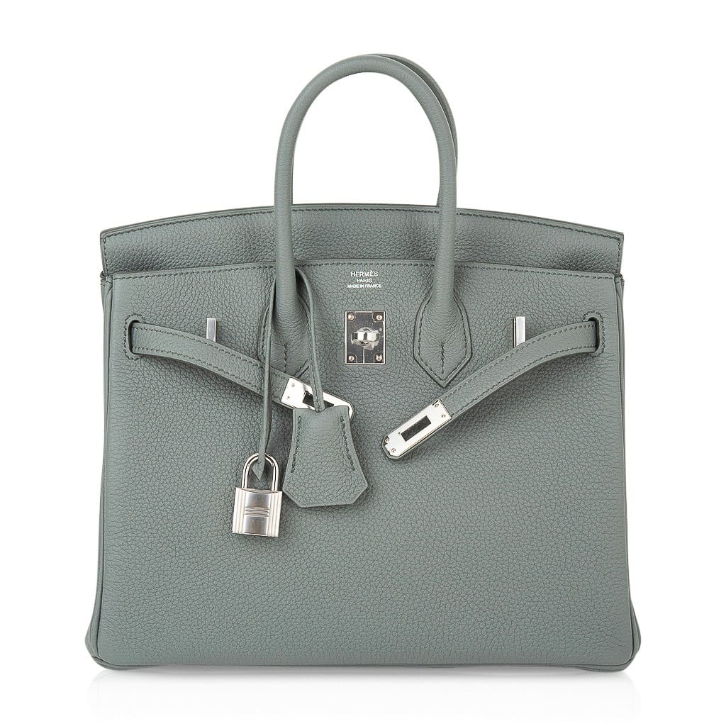 Birkin 25 Bag Vert Amande Togo Palladium Hardware
