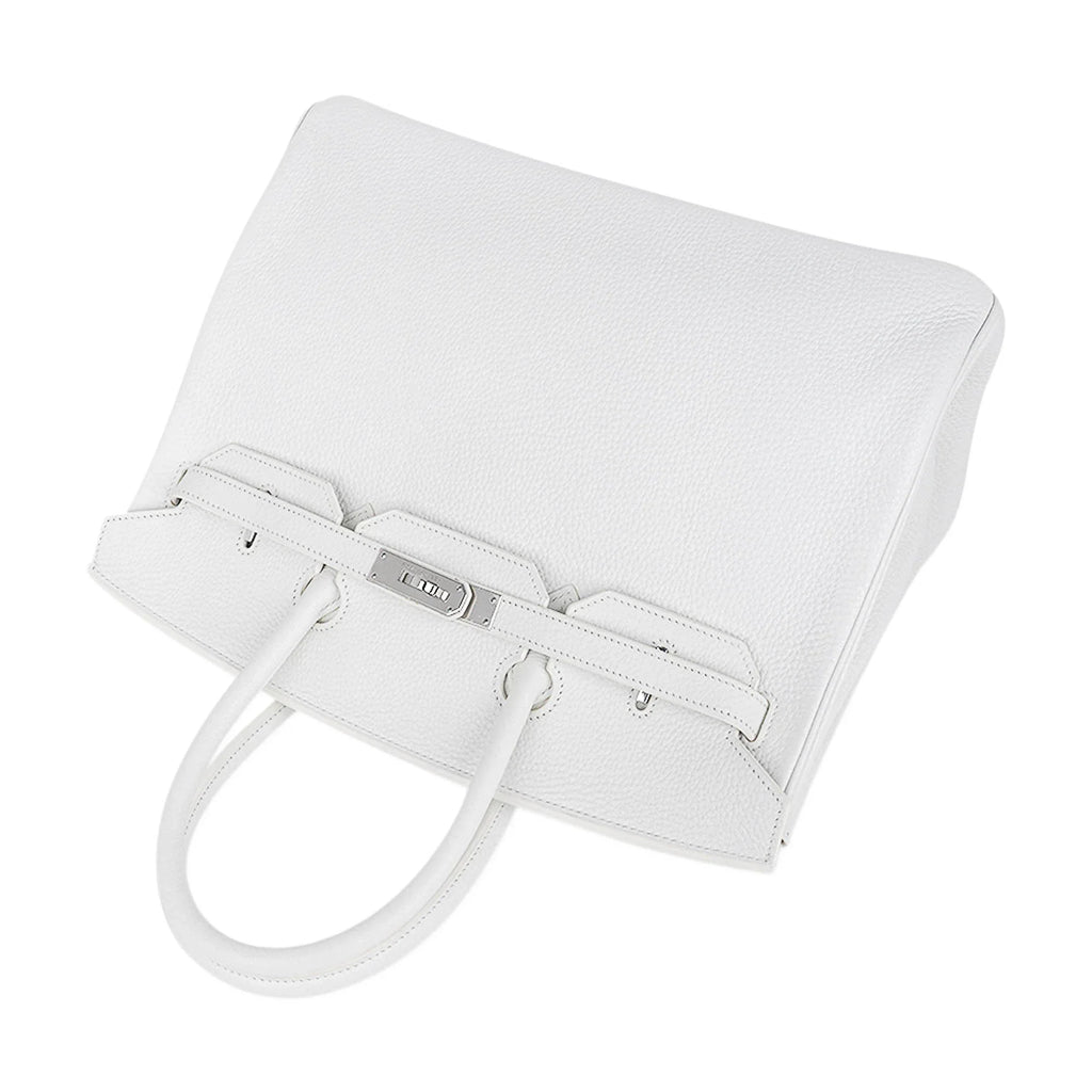 Birkin 35 Bag White Clemence Leather with Palladium Hardware