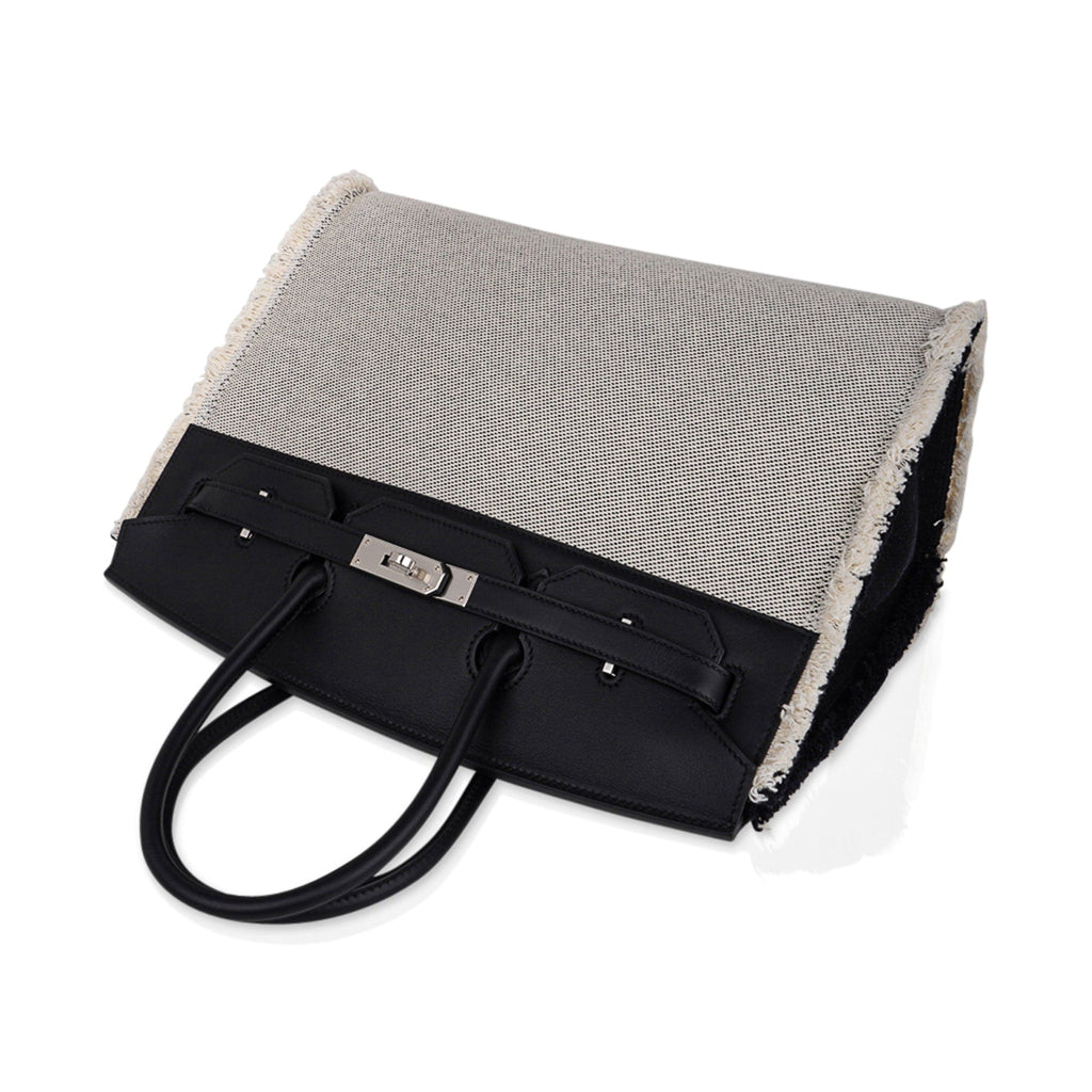 Birkin Fray Fray 35 Bag Black Swift Leather / Toile Limited Edition
