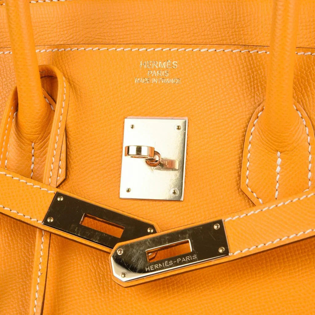 Birkin 35 Bag Yellow Jaune D’Or Candy Limited Edition Epsom Permabrass
