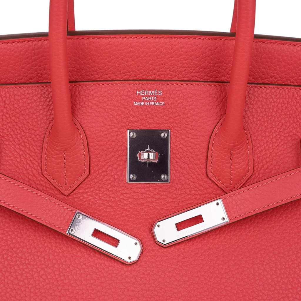 Birkin 35 Bag Rose Jaipur Clemence Leather with Palladium Hardware