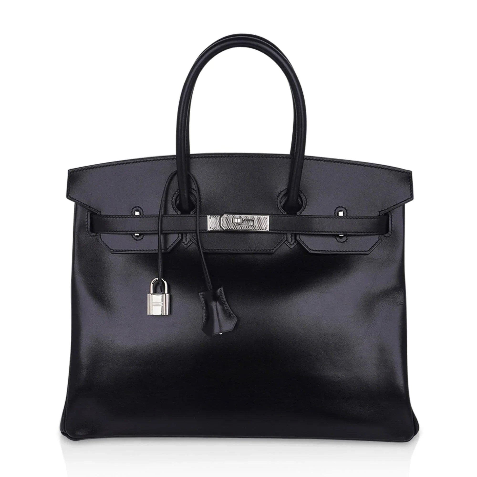 Birkin 35 Bag Black Box Palladium Guilloche Hardware