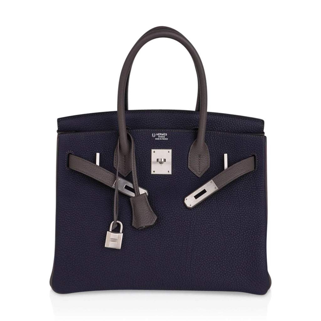 Special Order HSS Birkin 30 Bag Blue Nuit & Etain Togo Leather with Brushed Palladium Hardware