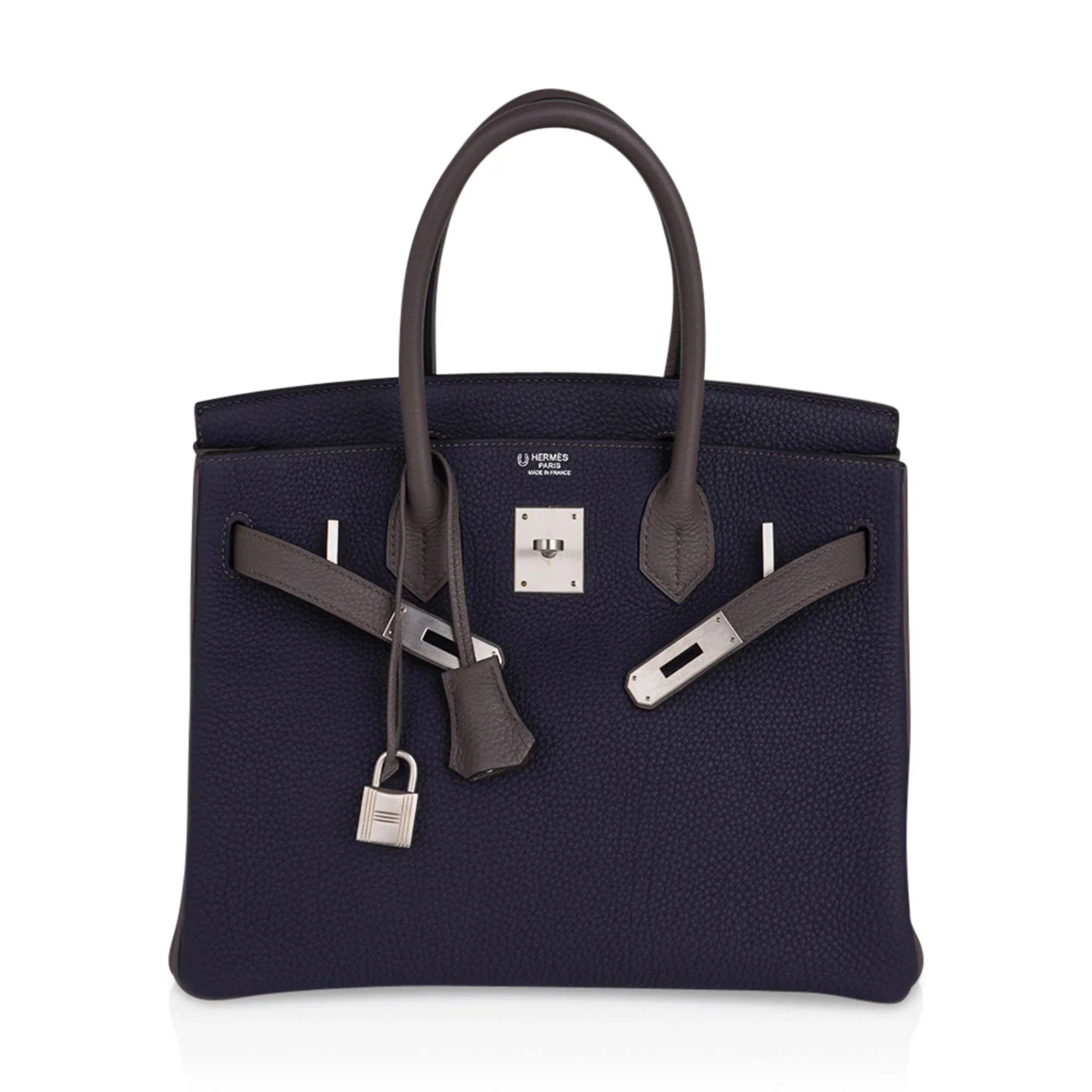 Special Order HSS Birkin 30 Bag Blue Nuit & Etain Togo Leather with Brushed Palladium Hardware