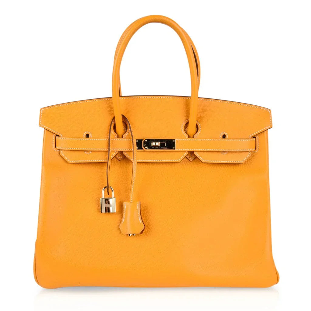 Birkin 35 Bag Yellow Jaune D’Or Candy Limited Edition Epsom Permabrass