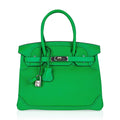 Birkin 30 Ghillies Limited Edition Bag Bamboo Palladium Hardware New w/Box
