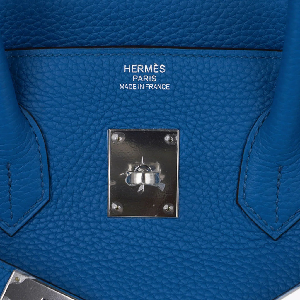 Birkin 35 Bag Rich Blue Izmir Clemence Palladium