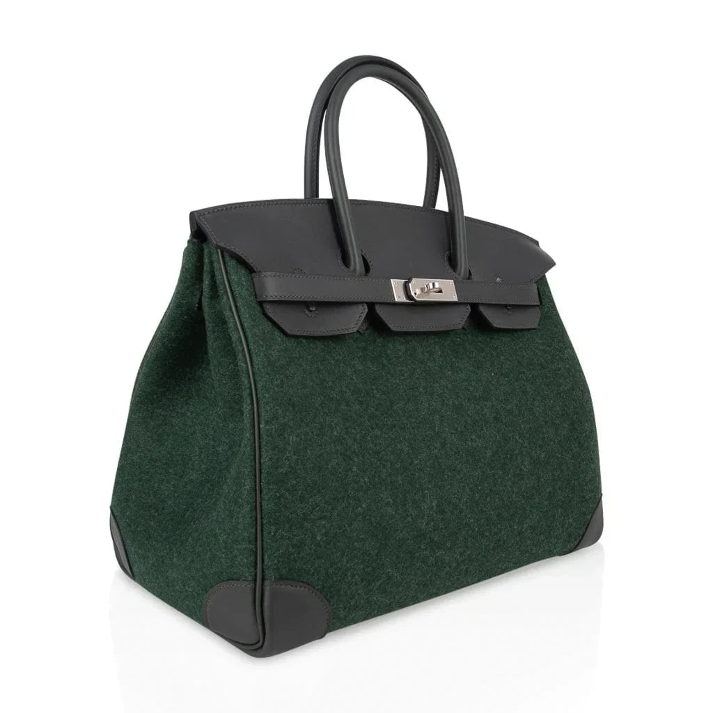 Birkin 35 Limited Edition Bi-Color Vert Anglais Feutre Vert Cypress Swift