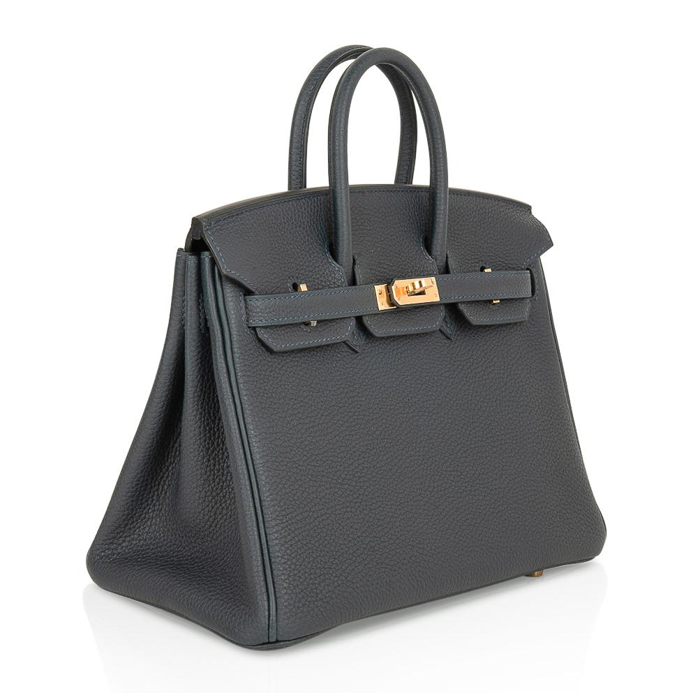 Birkin 25 Bag Vert Rousseau Togo Gold Hardware