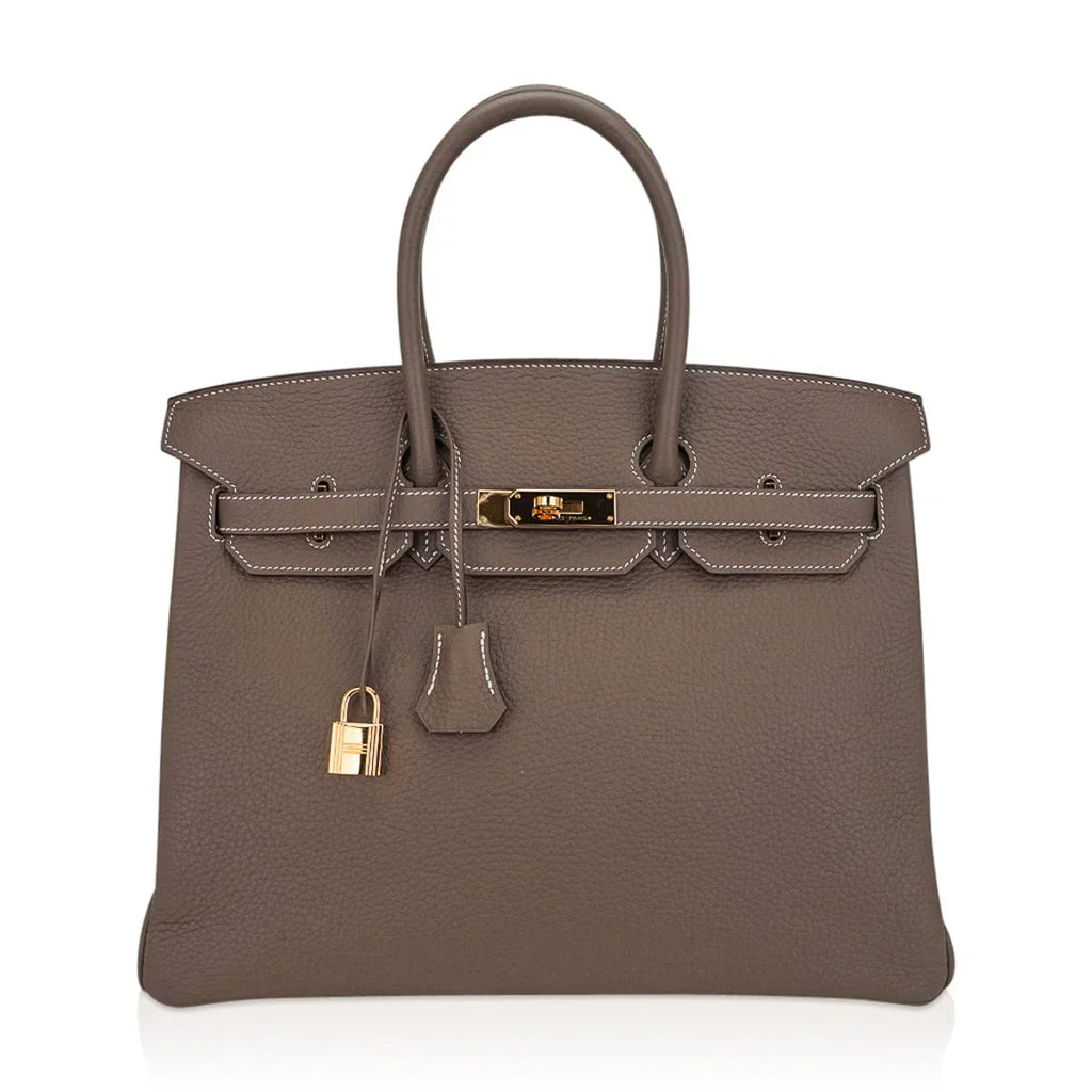 Birkin 35 Bag Etoupe Gold Hardware Togo Leather