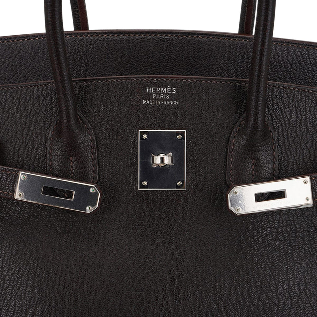 Birkin 35 Bag Cocoan Brown Chevre Leather with Palladium Hardware