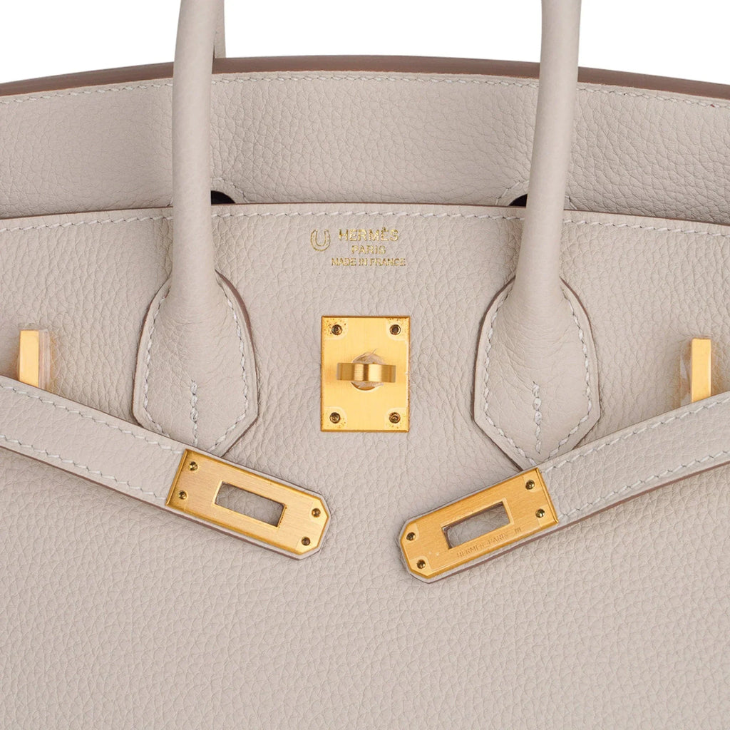 Birkin HSS 25 Bag Beton w/ Pink Rose Pourpre Brushed Gold Hardware Togo