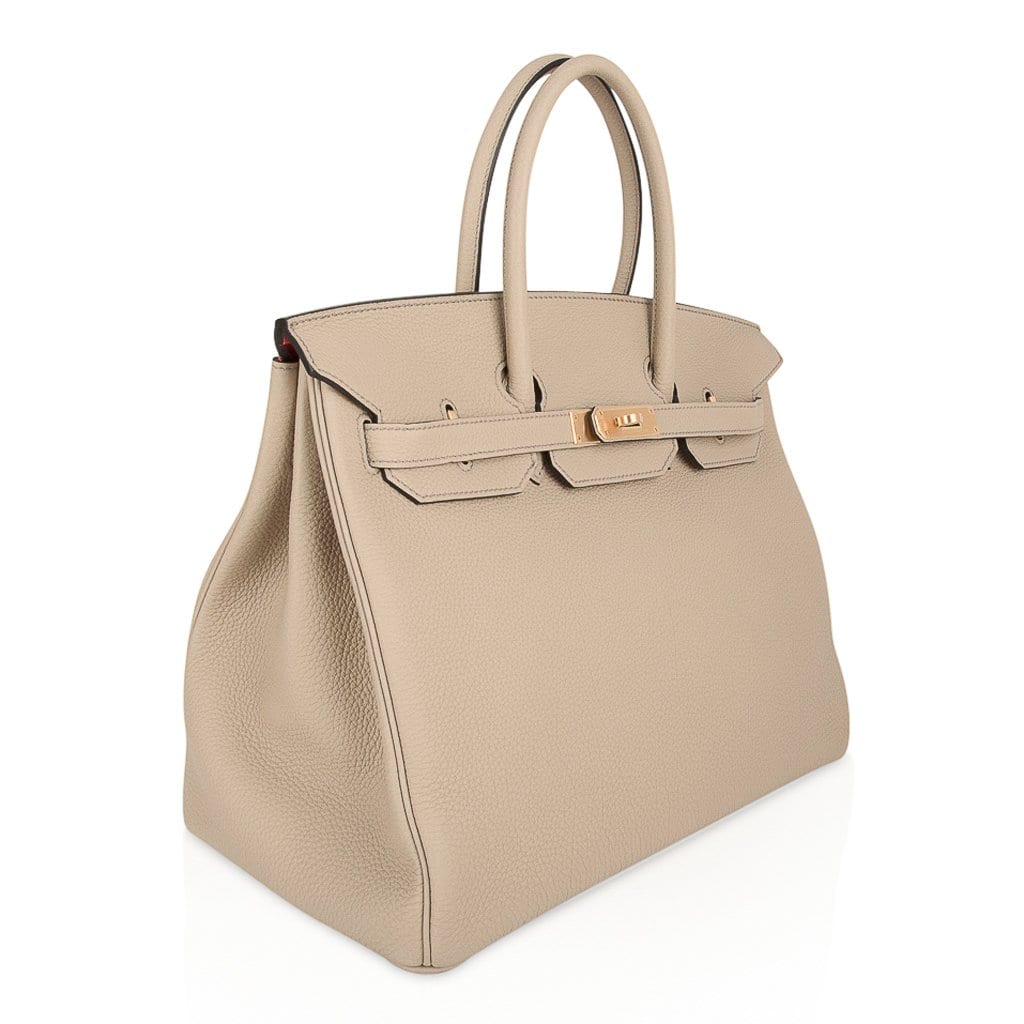 Birkin 35 HSS Bi-Color Bag Trench / Rose Jaipur Brushed Gold Hardware
