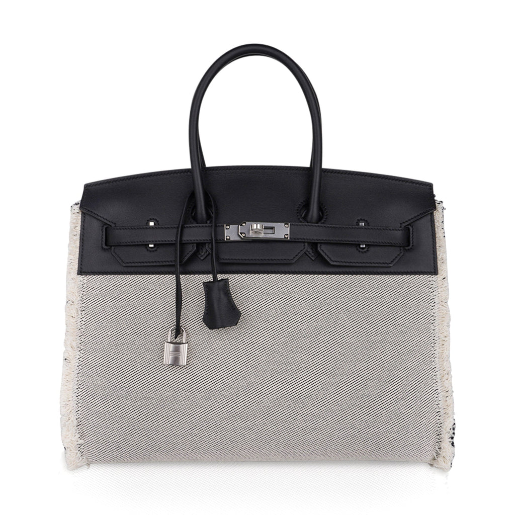 Birkin Fray Fray 35 Bag Black Swift Leather / Toile Limited Edition