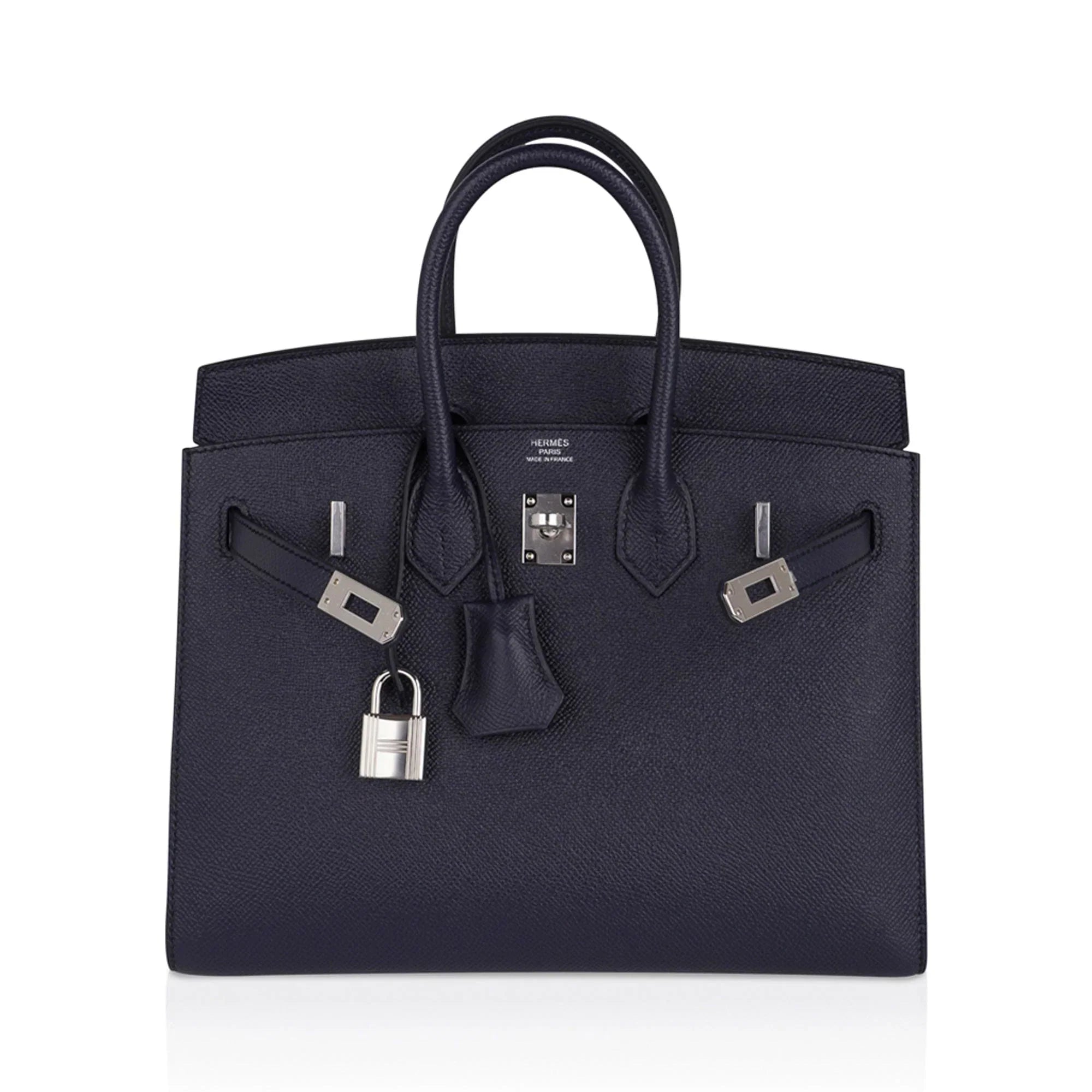 Birkin Sellier 25 Bag Blue Indigo Epsom Leather with Palladium Hardware