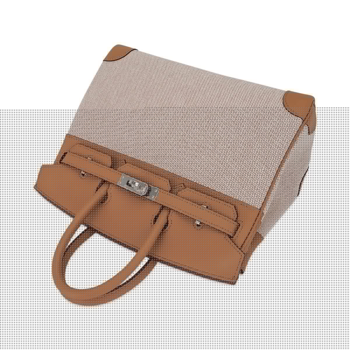 Limited Edition Birkin 25 Bag in Biscuit Swift Leather & Ecru Toile H with Palladium Hardware
