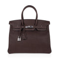 Birkin 35 Bag Ebene Barenia Faubourg Leather with Palladium Hardware
