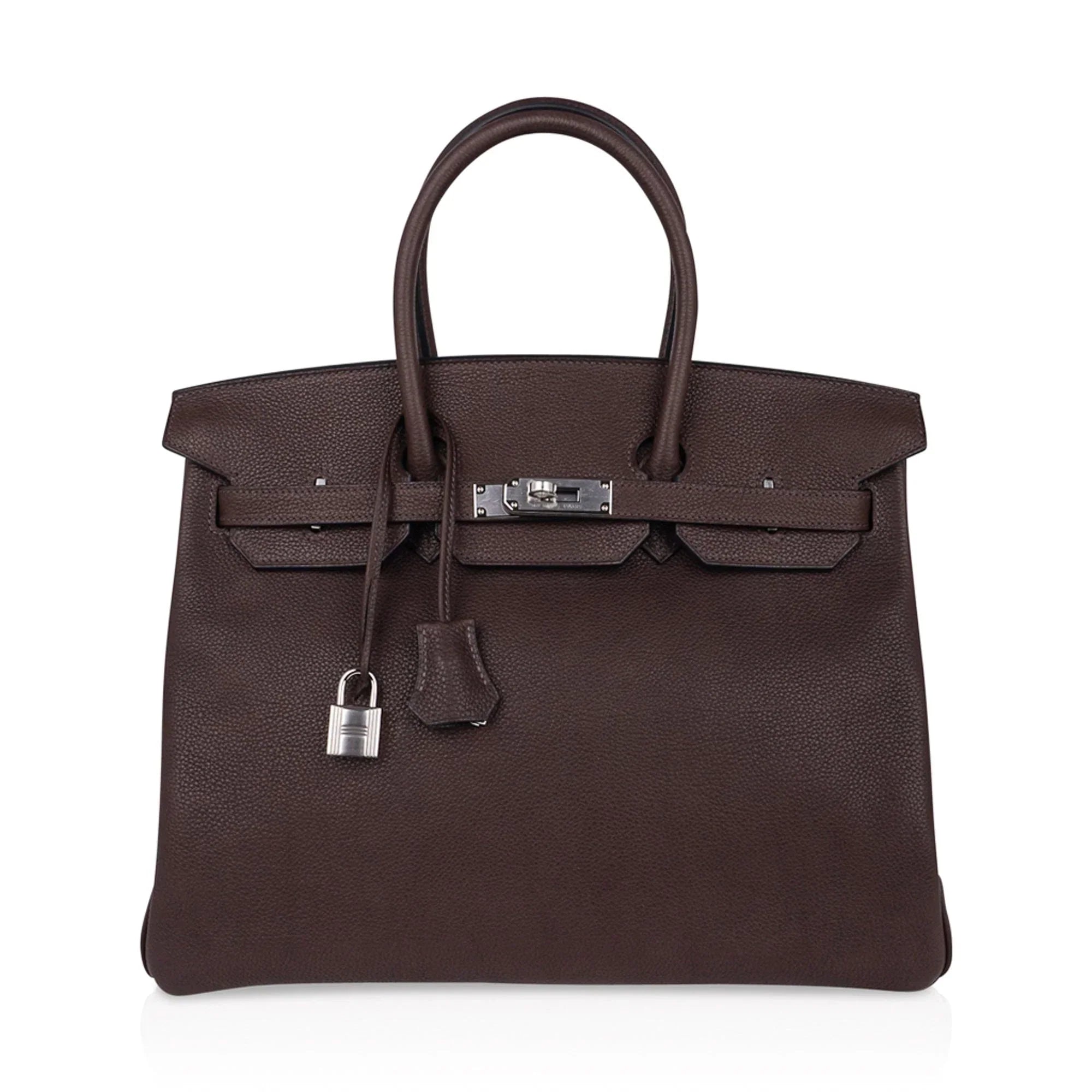 Birkin 35 Bag Ebene Barenia Faubourg Leather with Palladium Hardware