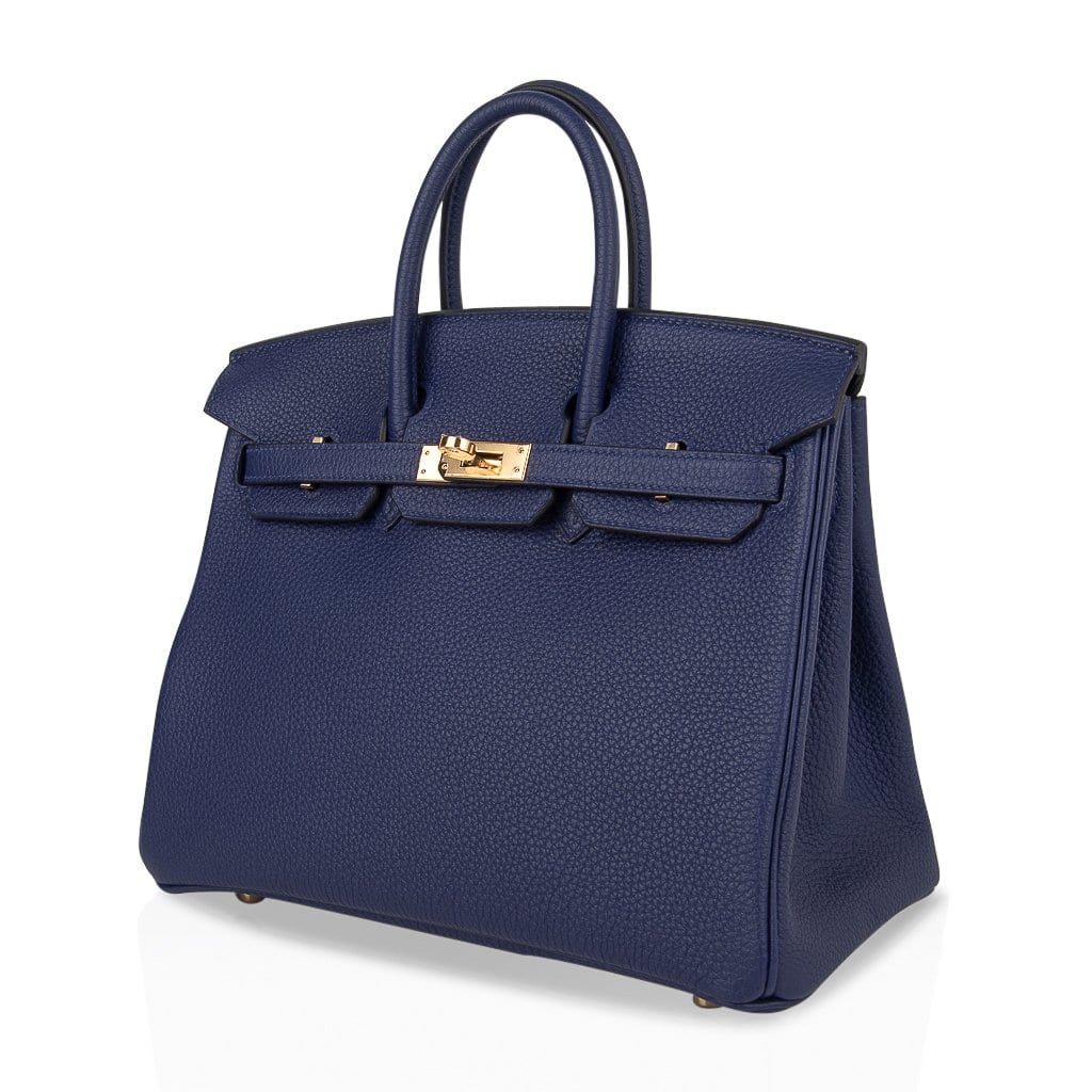 Birkin 25 Bag Blue Encre Gold Hardware Togo Leather